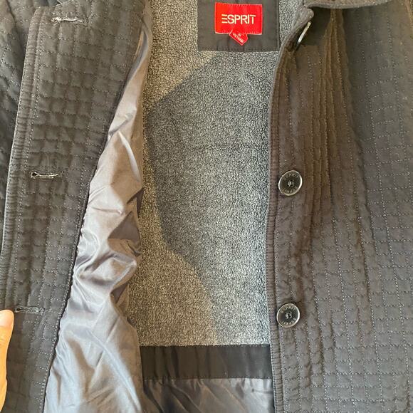 Esprit Vintage Quilted Jacket Coat SZ L Black Cottagecore Y2K 90’s - Picture 6 of 8